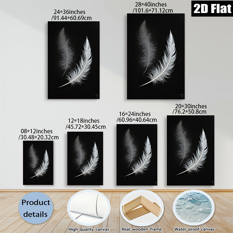 2D flat 1pc Floating Feather Dreamy Wall Art Modern Farmhouse Decor Living Room Bedroom Canvas Prints Gallery Wrapped Timeless Elegance Coastal Chic