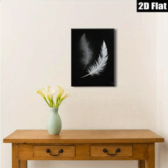 2D flat 1pc Floating Feather Dreamy Wall Art Modern Farmhouse Decor Living Room Bedroom Canvas Prints Gallery Wrapped Timeless Elegance Coastal Chic