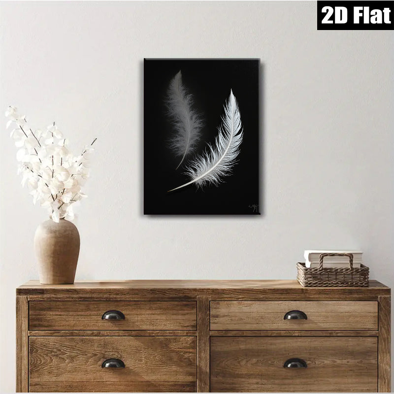 2D flat 1pc Floating Feather Dreamy Wall Art Modern Farmhouse Decor Living Room Bedroom Canvas Prints Gallery Wrapped Timeless Elegance Coastal Chic