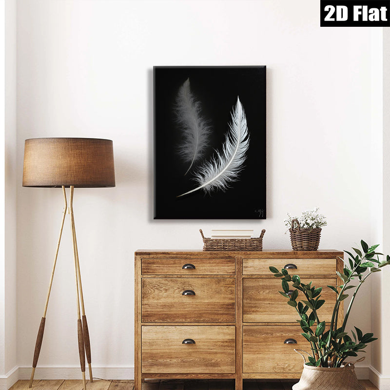 2D flat 1pc Floating Feather Dreamy Wall Art Modern Farmhouse Decor Living Room Bedroom Canvas Prints Gallery Wrapped Timeless Elegance Coastal Chic