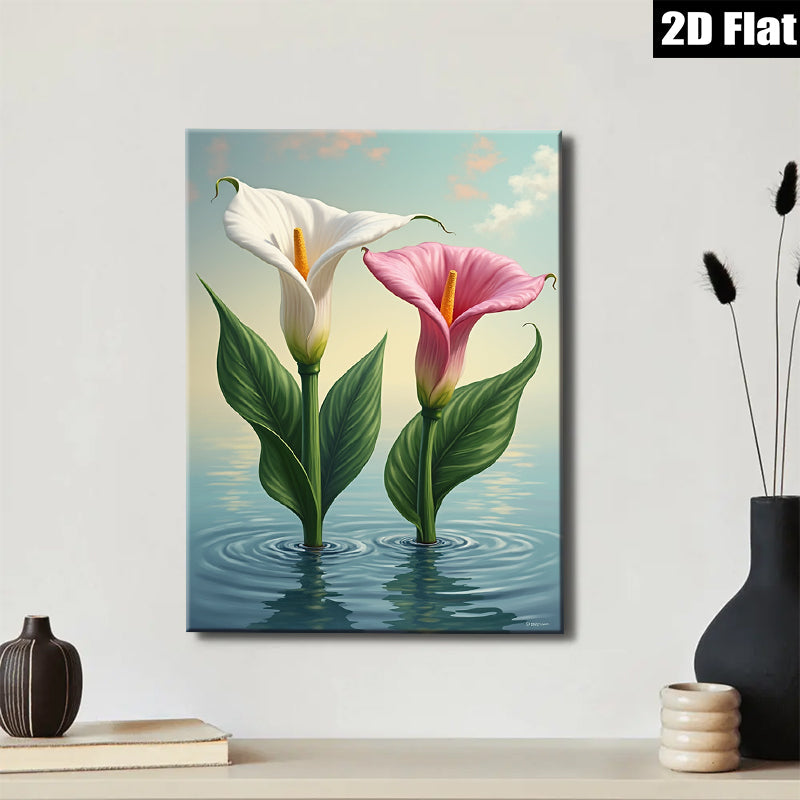 2D flat 1pc Floating Lilies Serene Water Garden Wall Art Prints Bathroom Decor Farmhouse Style Living Room Bedroom Modern Canvas Paintings Gift Ideas
