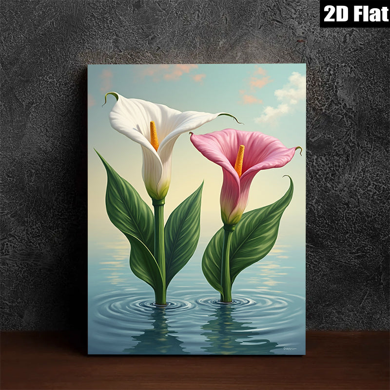 2D flat 1pc Floating Lilies Serene Water Garden Wall Art Prints Bathroom Decor Farmhouse Style Living Room Bedroom Modern Canvas Paintings Gift Ideas