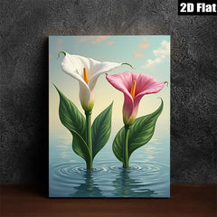 2D flat 1pc Floating Lilies Serene Water Garden Wall Art Prints Bathroom Decor Farmhouse Style Living Room Bedroom Modern Canvas Paintings Gift Ideas