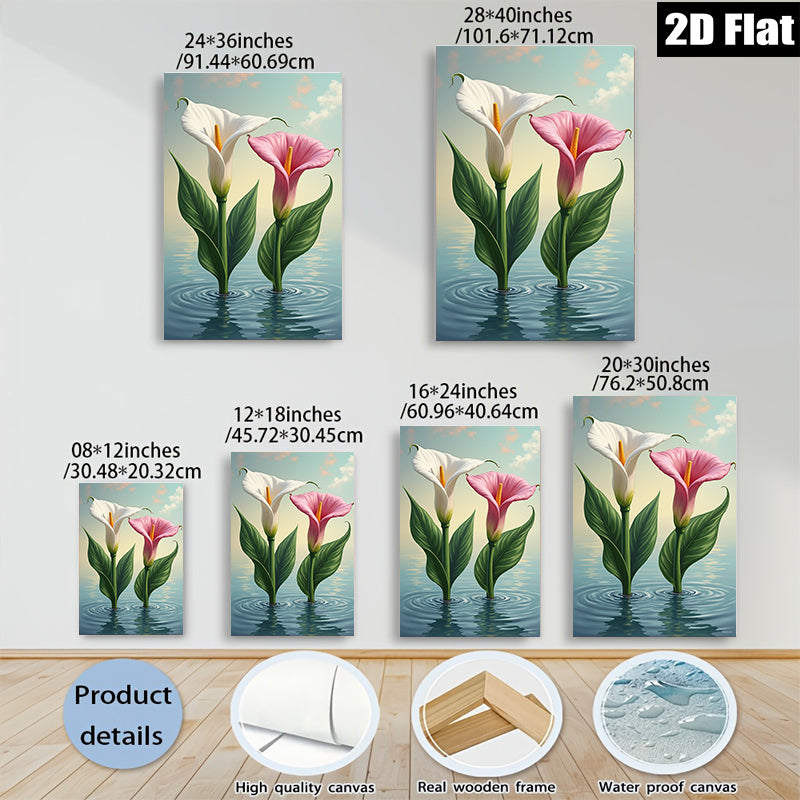 2D flat 1pc Floating Lilies Serene Water Garden Wall Art Prints Bathroom Decor Farmhouse Style Living Room Bedroom Modern Canvas Paintings Gift Ideas