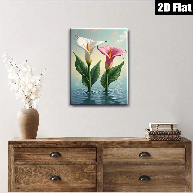 2D flat 1pc Floating Lilies Serene Water Garden Wall Art Prints Bathroom Decor Farmhouse Style Living Room Bedroom Modern Canvas Paintings Gift Ideas