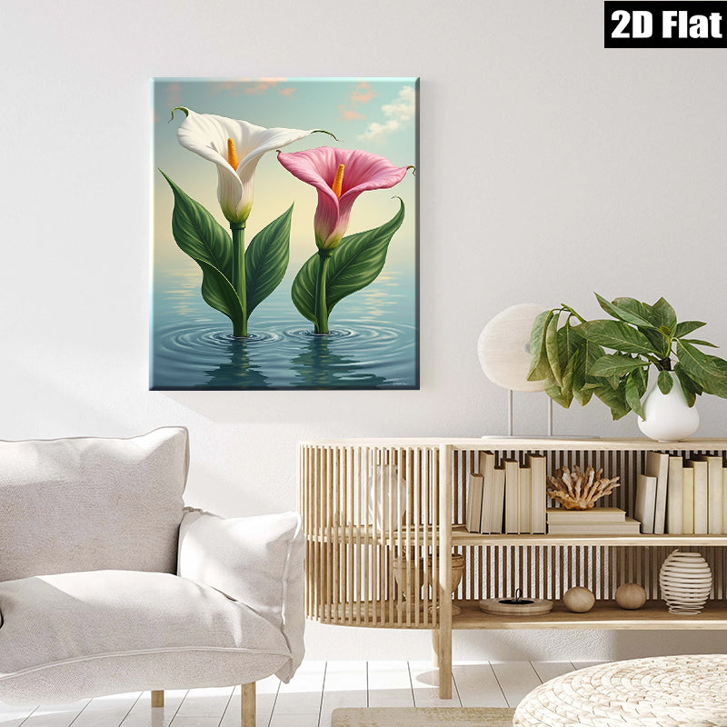 2D flat 1pc Floating Lilies Serene Water Garden Wall Art Prints Bathroom Decor Farmhouse Style Living Room Bedroom Modern Canvas Paintings Gift Ideas