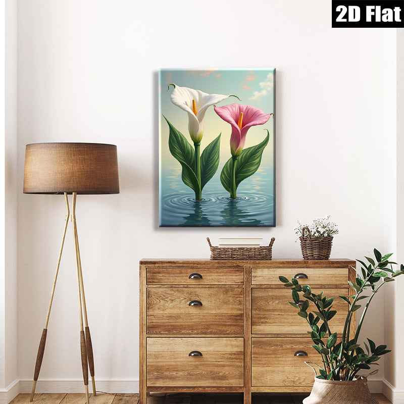 2D flat 1pc Floating Lilies Serene Water Garden Wall Art Prints Bathroom Decor Farmhouse Style Living Room Bedroom Modern Canvas Paintings Gift Ideas