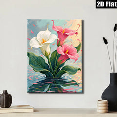 2D flat 1pc Floating Lily Pads Botanical Wall Art Canvas Prints for Bathroom Spa Relaxing Home Decor Living Room Bedroom Modern Farmhouse Style