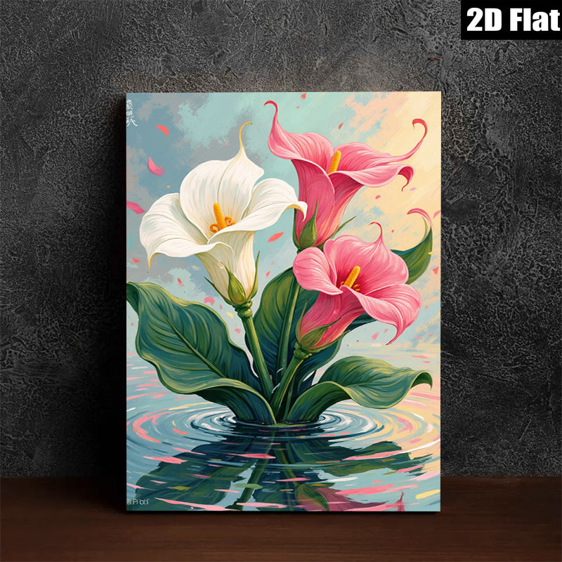 2D flat 1pc Floating Lily Pads Botanical Wall Art Canvas Prints for Bathroom Spa Relaxing Home Decor Living Room Bedroom Modern Farmhouse Style