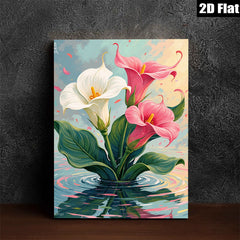 2D flat 1pc Floating Lily Pads Botanical Wall Art Canvas Prints for Bathroom Spa Relaxing Home Decor Living Room Bedroom Modern Farmhouse Style