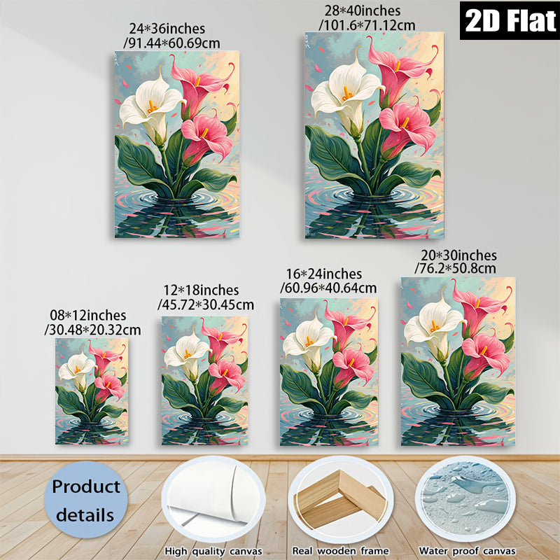 2D flat 1pc Floating Lily Pads Botanical Wall Art Canvas Prints for Bathroom Spa Relaxing Home Decor Living Room Bedroom Modern Farmhouse Style