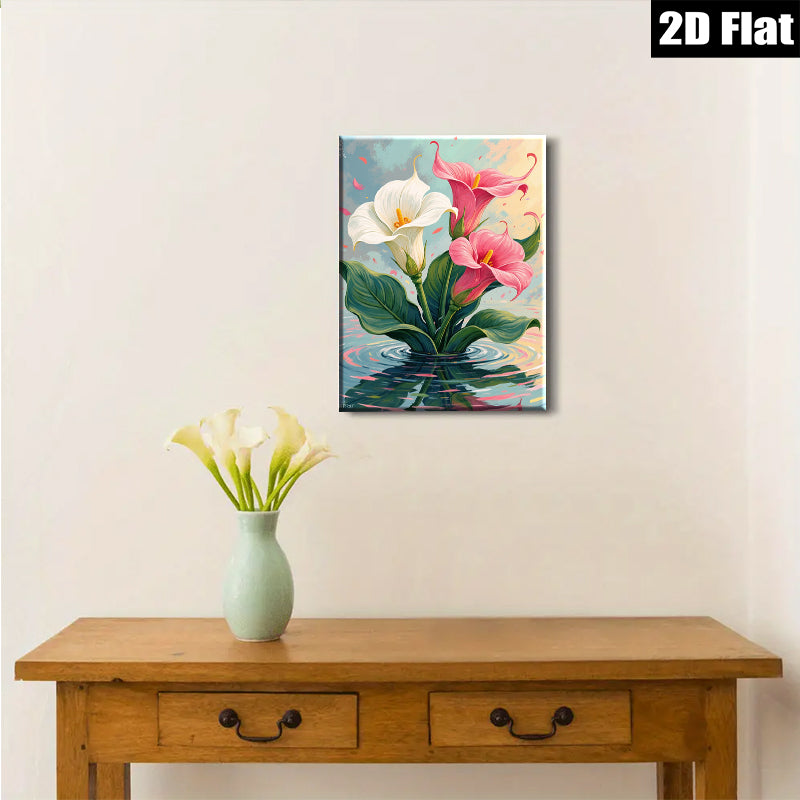 2D flat 1pc Floating Lily Pads Botanical Wall Art Canvas Prints for Bathroom Spa Relaxing Home Decor Living Room Bedroom Modern Farmhouse Style