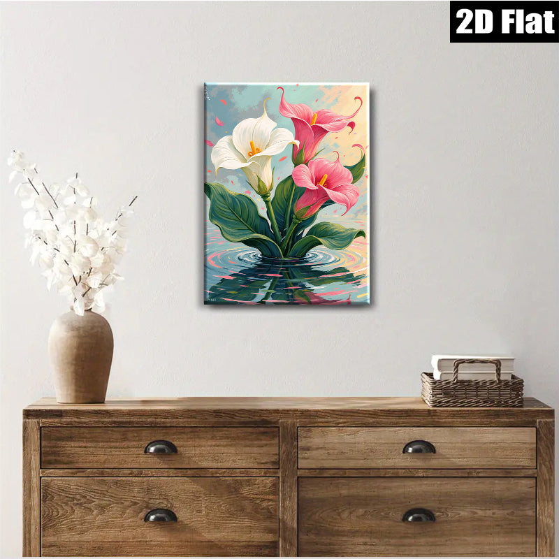 2D flat 1pc Floating Lily Pads Botanical Wall Art Canvas Prints for Bathroom Spa Relaxing Home Decor Living Room Bedroom Modern Farmhouse Style