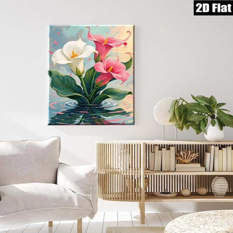 2D flat 1pc Floating Lily Pads Botanical Wall Art Canvas Prints for Bathroom Spa Relaxing Home Decor Living Room Bedroom Modern Farmhouse Style