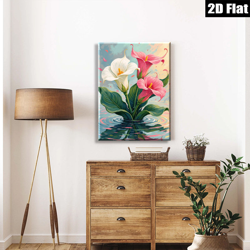 2D flat 1pc Floating Lily Pads Botanical Wall Art Canvas Prints for Bathroom Spa Relaxing Home Decor Living Room Bedroom Modern Farmhouse Style