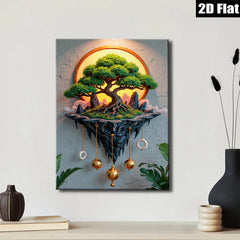 2D flat 1pc Floating Tree Mystical Landscape Wall Art for Living Room Bedroom Home Decor Farmhouse Style Gallery Wrapped Canvas Prints Modern Artwork