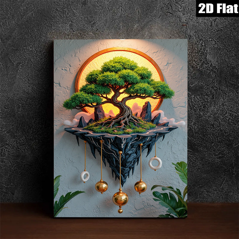 2D flat 1pc Floating Tree Mystical Landscape Wall Art for Living Room Bedroom Home Decor Farmhouse Style Gallery Wrapped Canvas Prints Modern Artwork