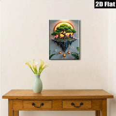 2D flat 1pc Floating Tree Mystical Landscape Wall Art for Living Room Bedroom Home Decor Farmhouse Style Gallery Wrapped Canvas Prints Modern Artwork