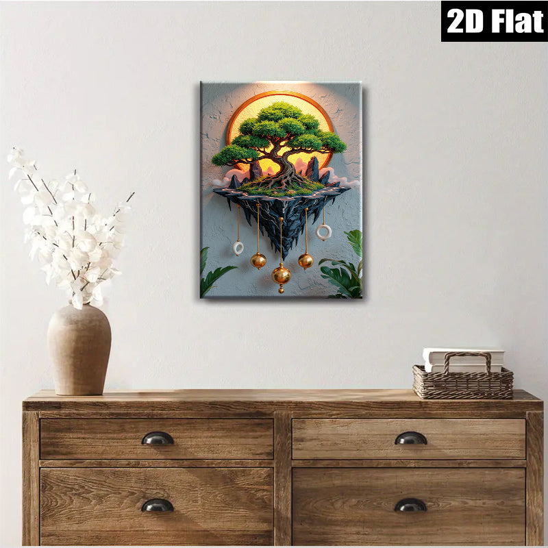 2D flat 1pc Floating Tree Mystical Landscape Wall Art for Living Room Bedroom Home Decor Farmhouse Style Gallery Wrapped Canvas Prints Modern Artwork