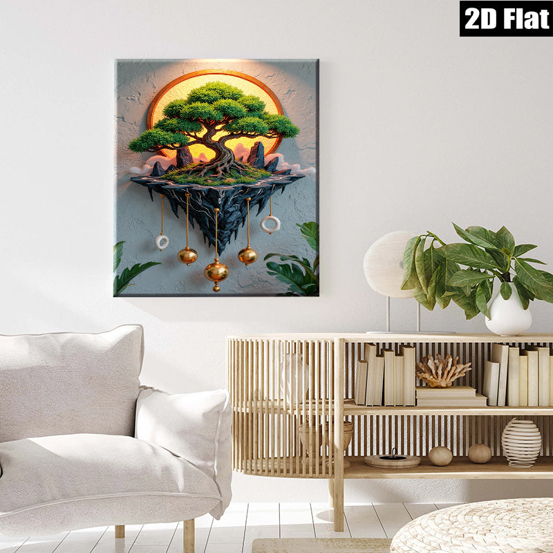2D flat 1pc Floating Tree Mystical Landscape Wall Art for Living Room Bedroom Home Decor Farmhouse Style Gallery Wrapped Canvas Prints Modern Artwork