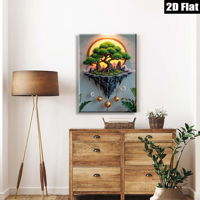 2D flat 1pc Floating Tree Mystical Landscape Wall Art for Living Room Bedroom Home Decor Farmhouse Style Gallery Wrapped Canvas Prints Modern Artwork
