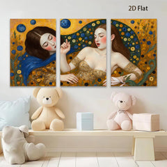 2D flat 1pc Floral Embrace Mystical Women Portrait Wall Art Living Room Bedroom Decor Gallery Wrapped Canvas Prints Modern Farmhouse Aesthetic Home Decorations