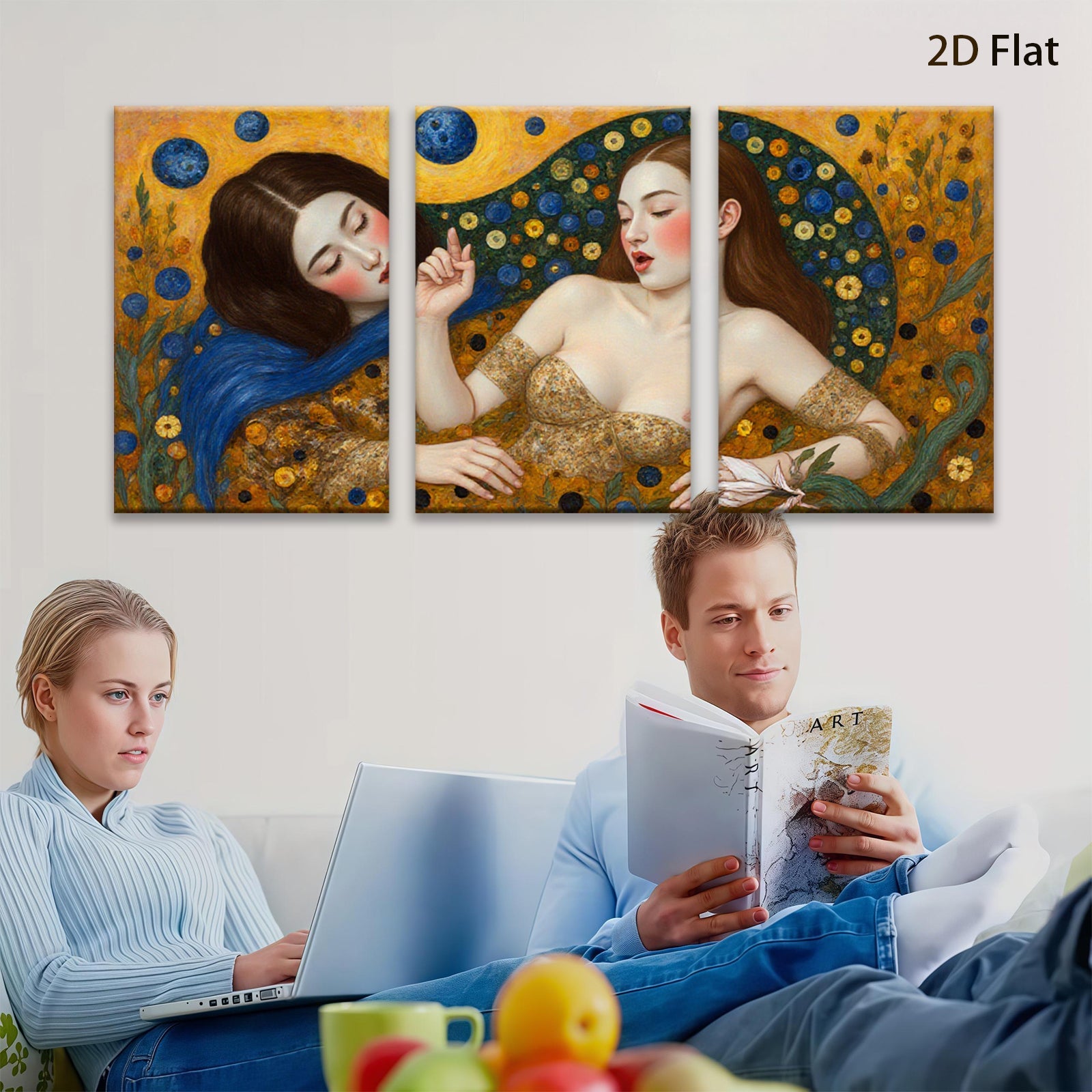 2D flat 1pc Floral Embrace Mystical Women Portrait Wall Art Living Room Bedroom Decor Gallery Wrapped Canvas Prints Modern Farmhouse Aesthetic Home Decorations