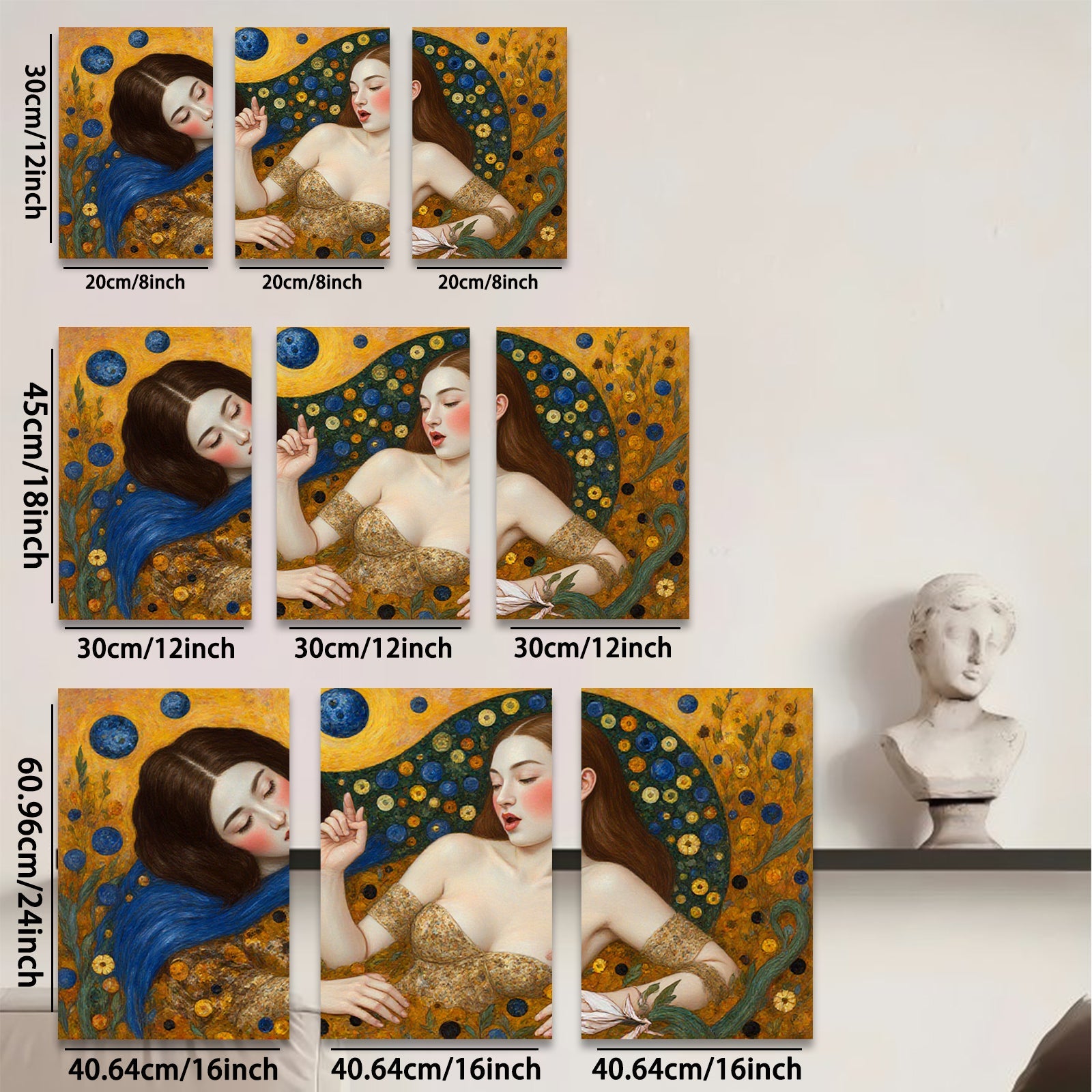 2D flat 1pc Floral Embrace Mystical Women Portrait Wall Art Living Room Bedroom Decor Gallery Wrapped Canvas Prints Modern Farmhouse Aesthetic Home Decorations