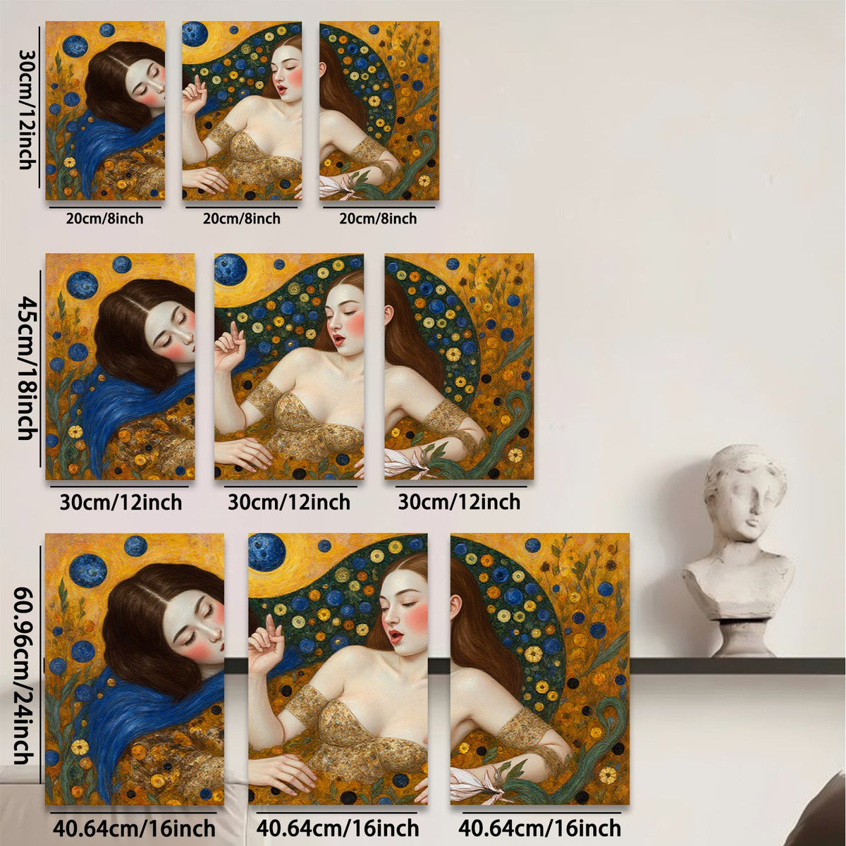 2D flat 1pc Floral Embrace Mystical Women Portrait Wall Art Living Room Bedroom Decor Gallery Wrapped Canvas Prints Modern Farmhouse Aesthetic Home Decorations