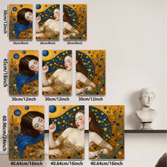2D flat 1pc Floral Embrace Mystical Women Portrait Wall Art Living Room Bedroom Decor Gallery Wrapped Canvas Prints Modern Farmhouse Aesthetic Home Decorations