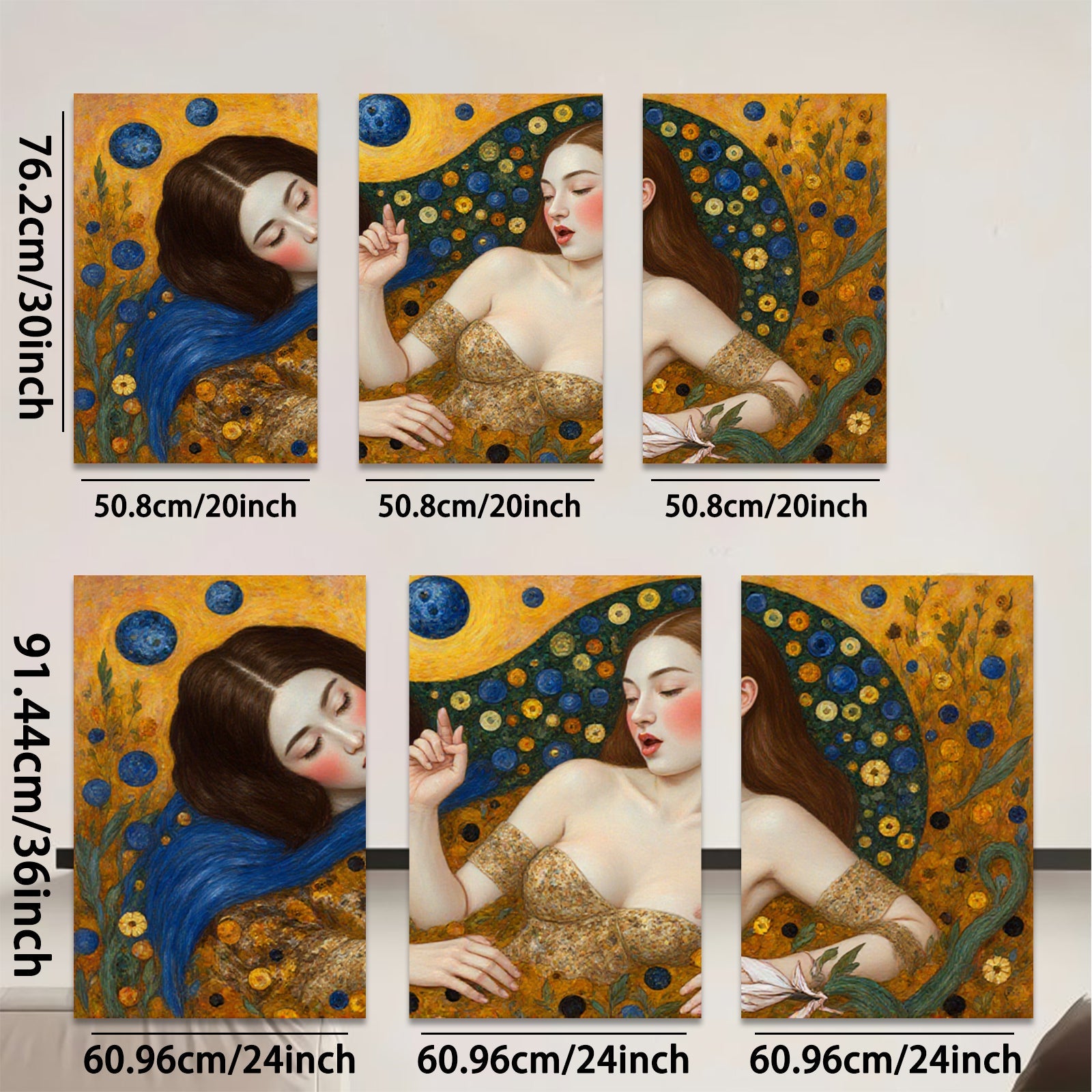 2D flat 1pc Floral Embrace Mystical Women Portrait Wall Art Living Room Bedroom Decor Gallery Wrapped Canvas Prints Modern Farmhouse Aesthetic Home Decorations