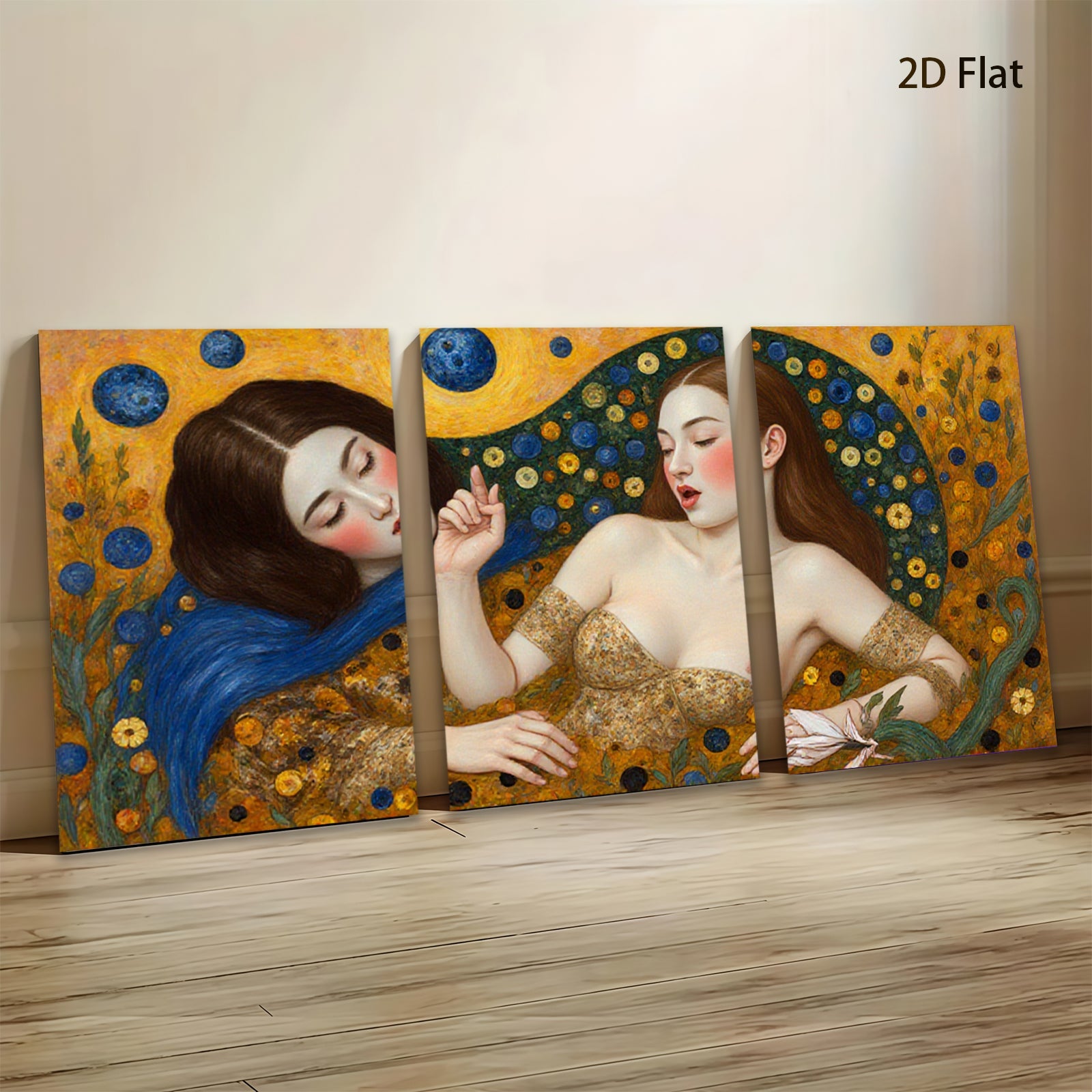 2D flat 1pc Floral Embrace Mystical Women Portrait Wall Art Living Room Bedroom Decor Gallery Wrapped Canvas Prints Modern Farmhouse Aesthetic Home Decorations