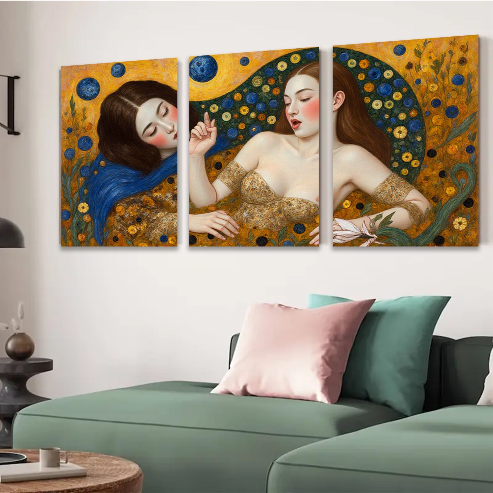 2D flat 1pc Floral Embrace Mystical Women Portrait Wall Art Living Room Bedroom Decor Gallery Wrapped Canvas Prints Modern Farmhouse Aesthetic Home Decorations