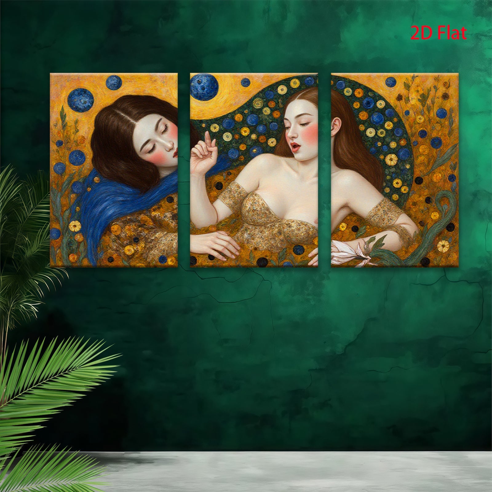2D flat 1pc Floral Embrace Mystical Women Portrait Wall Art Living Room Bedroom Decor Gallery Wrapped Canvas Prints Modern Farmhouse Aesthetic Home Decorations