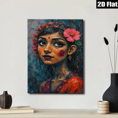 2D flat 1pc Floral Portrait Woman Artistic Wall Decor Living Room Bedroom Gallery Wrapped Canvas Prints Modern Farmhouse Style