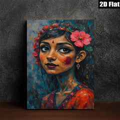 2D flat 1pc Floral Portrait Woman Artistic Wall Decor Living Room Bedroom Gallery Wrapped Canvas Prints Modern Farmhouse Style