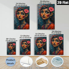 2D flat 1pc Floral Portrait Woman Artistic Wall Decor Living Room Bedroom Gallery Wrapped Canvas Prints Modern Farmhouse Style