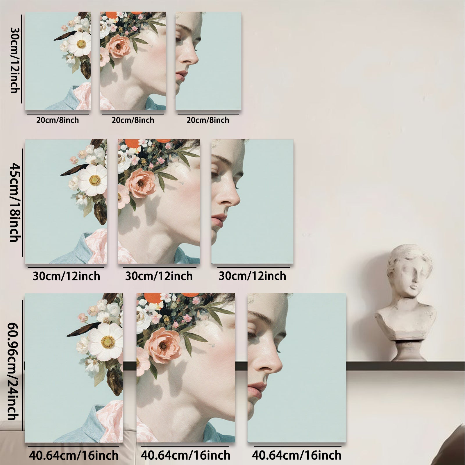 2D flat 1pc Floral Portrait Woman Beauty Wall Art Canvas Print Bedroom Living Room Home Decor Modern Farmhouse Aesthetic Gallery Wrapped Ready to Hang