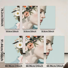 2D flat 1pc Floral Portrait Woman Beauty Wall Art Canvas Print Bedroom Living Room Home Decor Modern Farmhouse Aesthetic Gallery Wrapped Ready to Hang