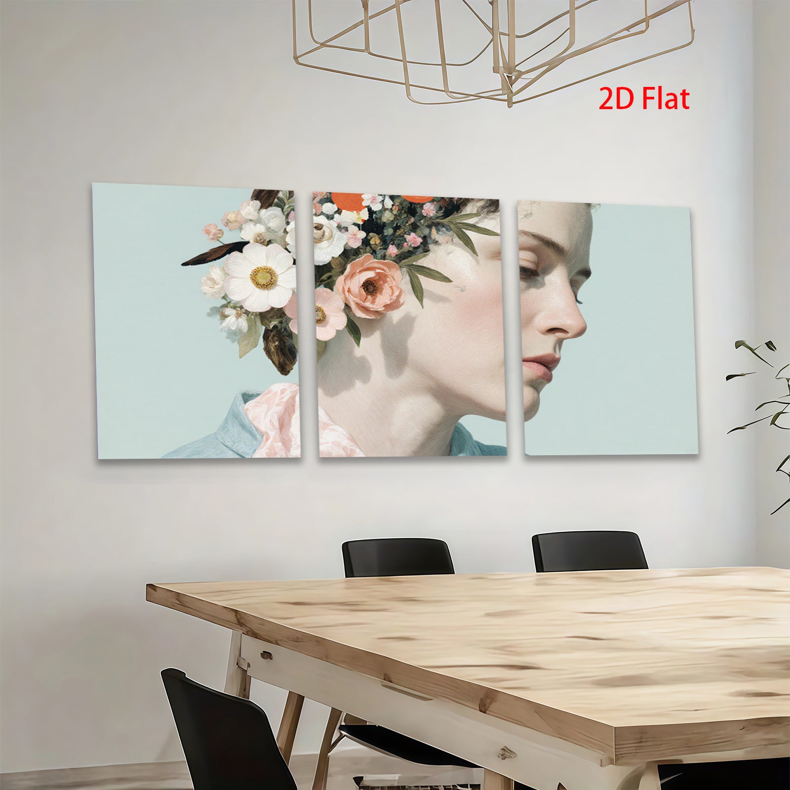 2D flat 1pc Floral Portrait Woman Beauty Wall Art Canvas Print Bedroom Living Room Home Decor Modern Farmhouse Aesthetic Gallery Wrapped Ready to Hang