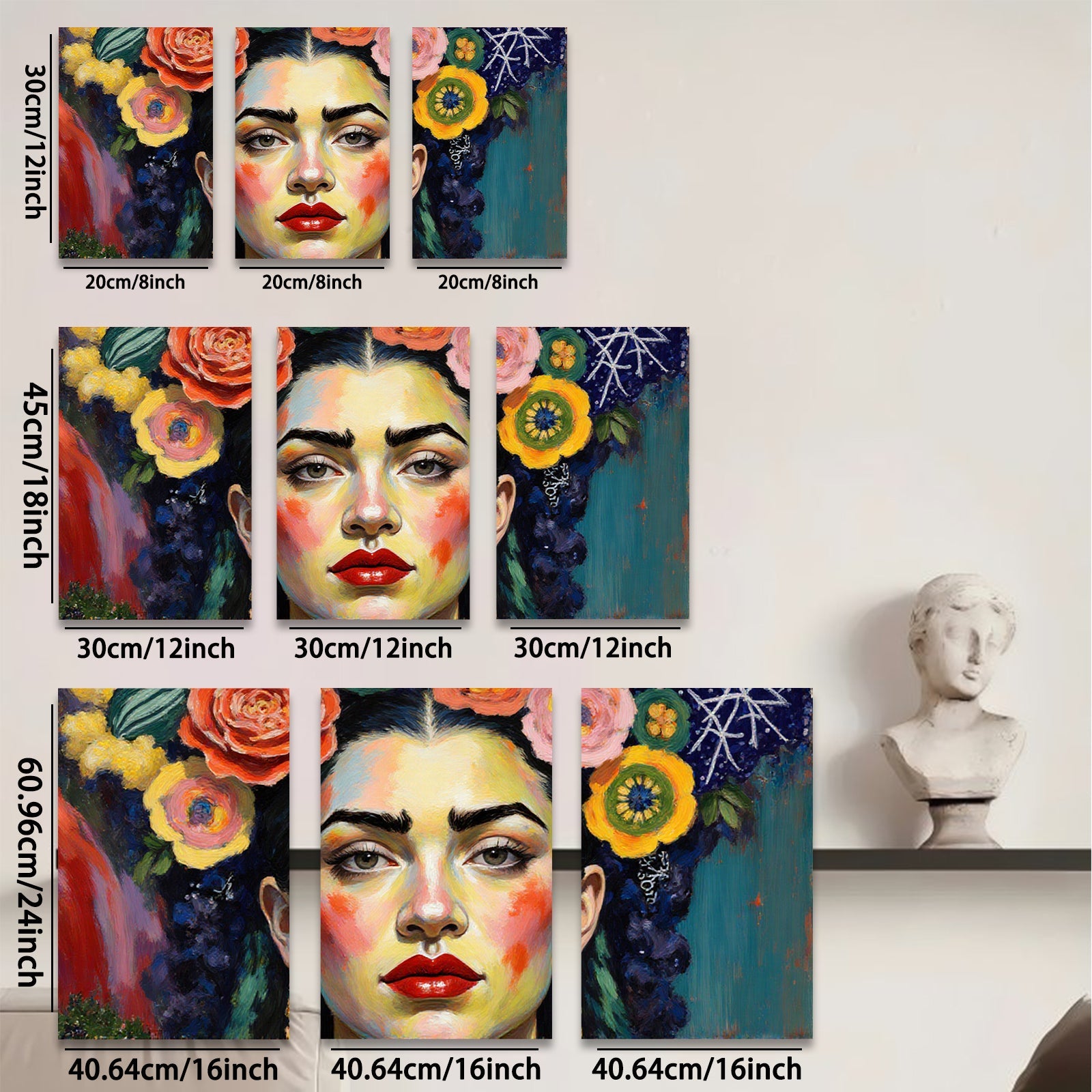 2D flat 1pc Floral Portrait Woman Face Art Canvas Painting Living Room Bedroom Gallery Wrapped Wall Decor Modern Farmhouse Style Cozy Home Gift