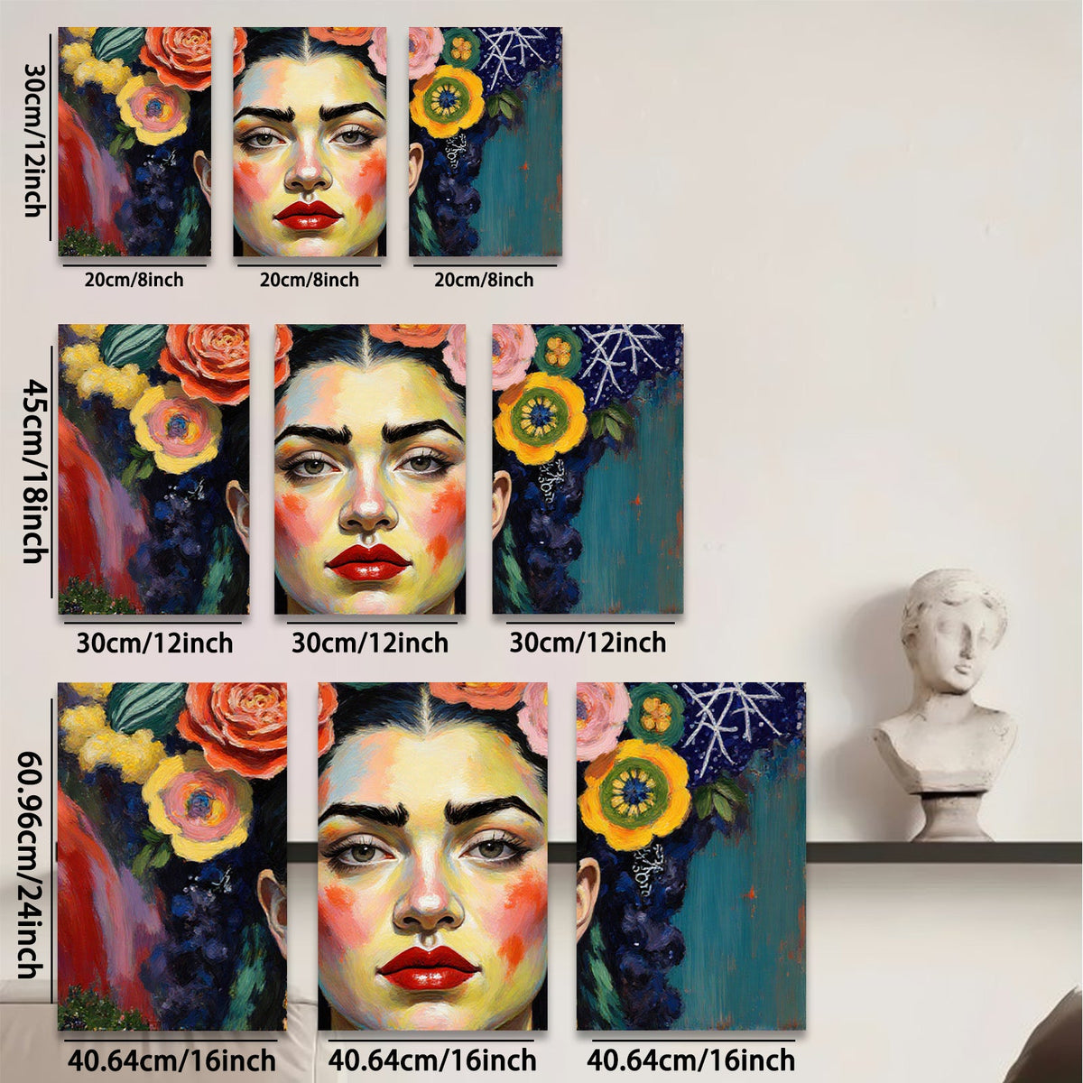 2D flat 1pc Floral Portrait Woman Face Art Canvas Painting Living Room Bedroom Gallery Wrapped Wall Decor Modern Farmhouse Style Cozy Home Gift