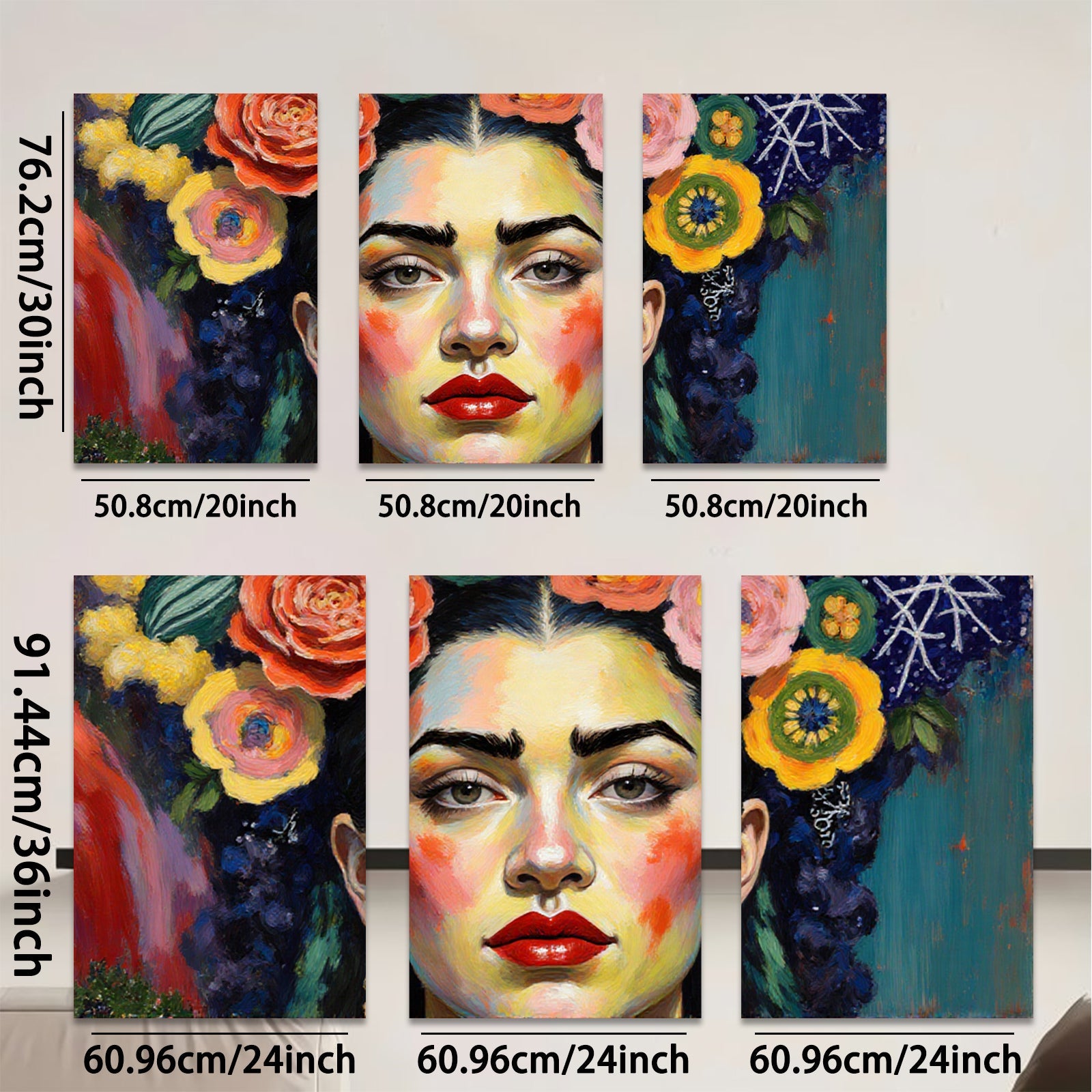2D flat 1pc Floral Portrait Woman Face Art Canvas Painting Living Room Bedroom Gallery Wrapped Wall Decor Modern Farmhouse Style Cozy Home Gift