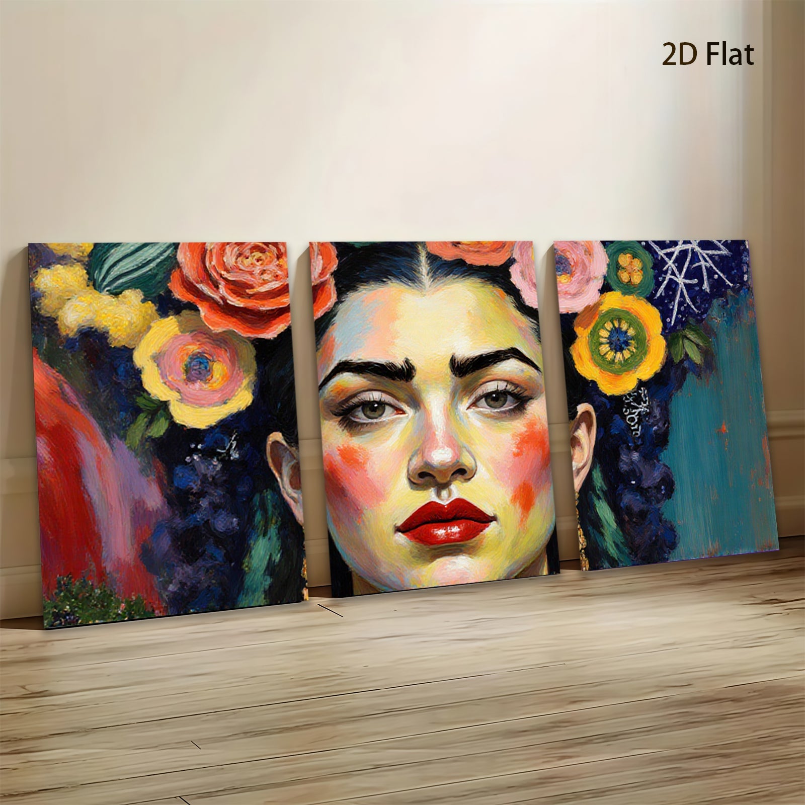 2D flat 1pc Floral Portrait Woman Face Art Canvas Painting Living Room Bedroom Gallery Wrapped Wall Decor Modern Farmhouse Style Cozy Home Gift