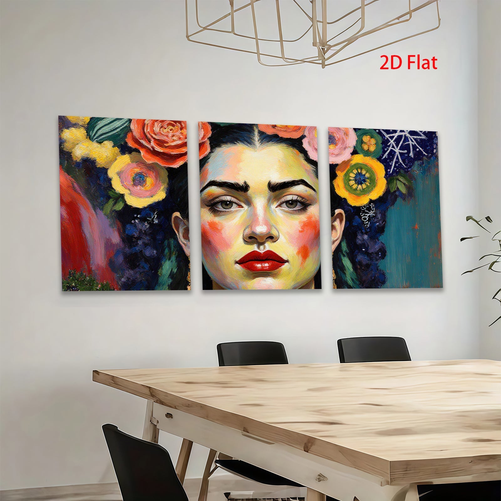 2D flat 1pc Floral Portrait Woman Face Art Canvas Painting Living Room Bedroom Gallery Wrapped Wall Decor Modern Farmhouse Style Cozy Home Gift
