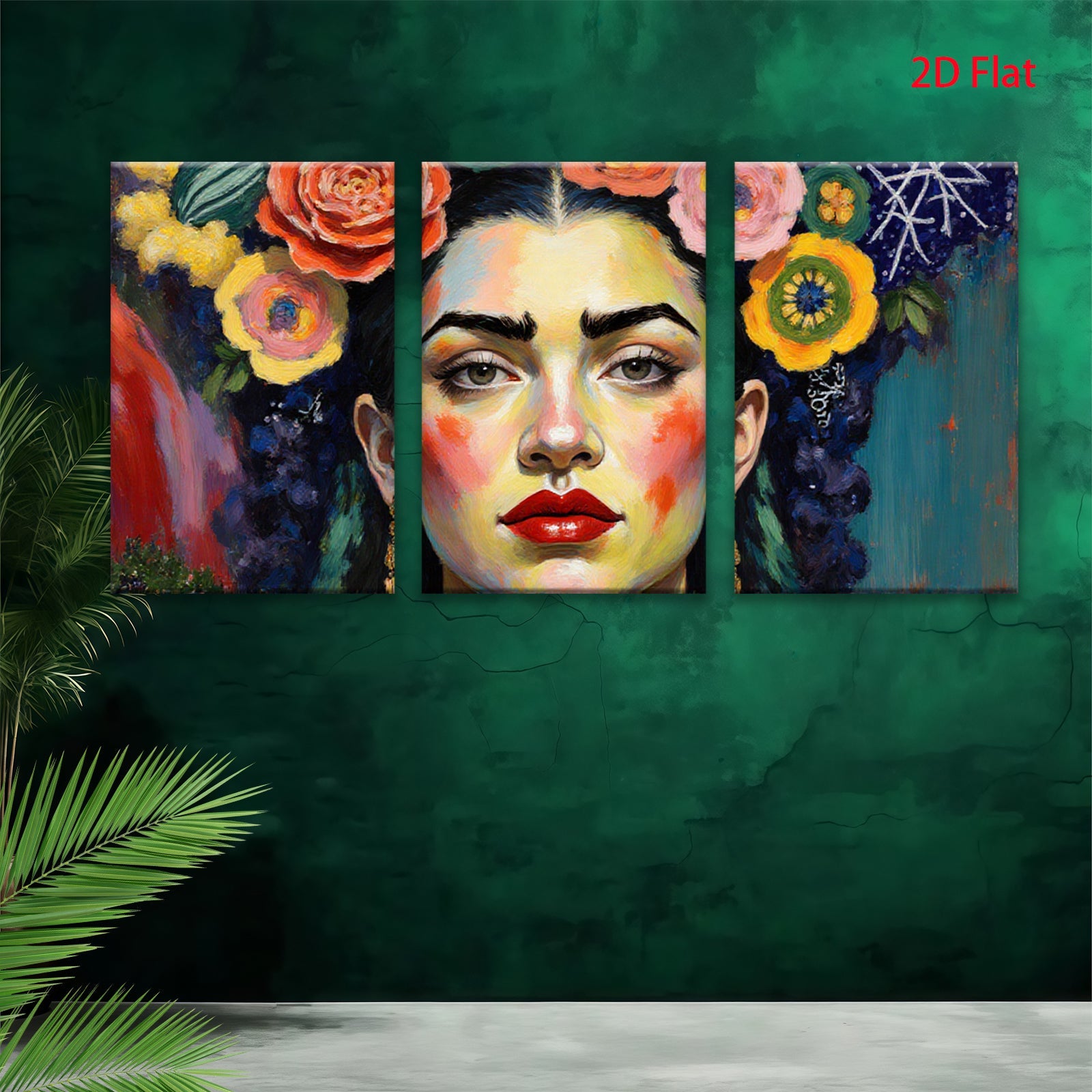 2D flat 1pc Floral Portrait Woman Face Art Canvas Painting Living Room Bedroom Gallery Wrapped Wall Decor Modern Farmhouse Style Cozy Home Gift