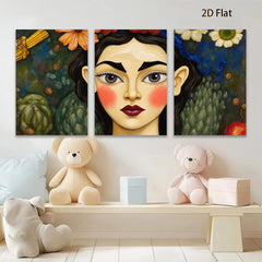 2D flat 1pc Floral Portrait Woman Face Art Canvas Painting Wall Decor Living Room Bedroom Modern Farmhouse Gallery Wrapped Ready to Hang