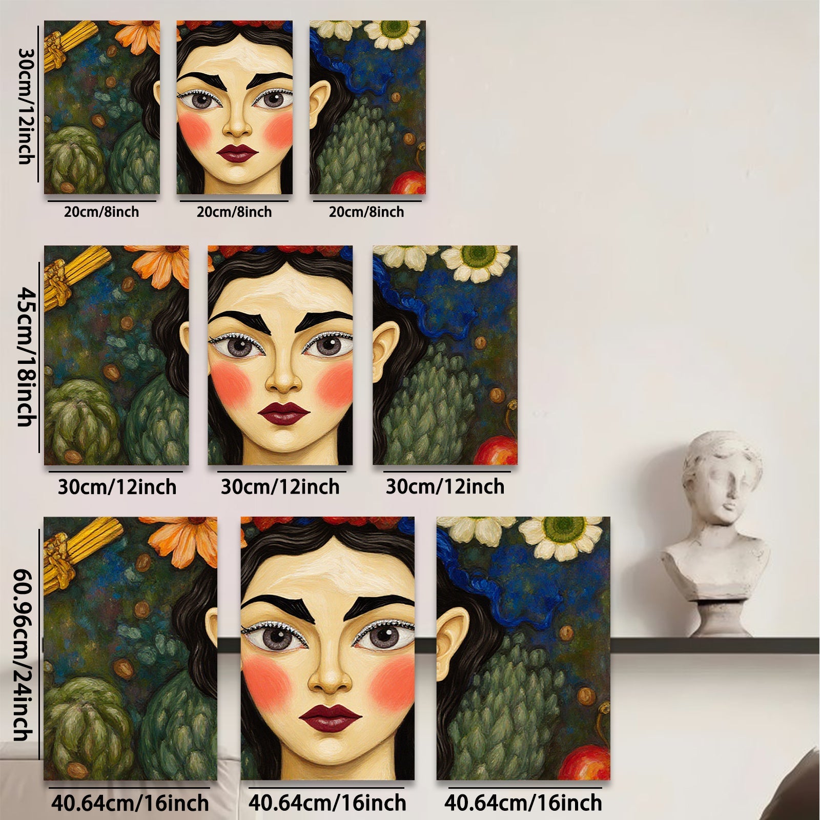 2D flat 1pc Floral Portrait Woman Face Art Canvas Painting Wall Decor Living Room Bedroom Modern Farmhouse Gallery Wrapped Ready to Hang