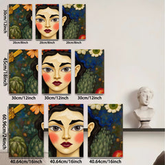 2D flat 1pc Floral Portrait Woman Face Art Canvas Painting Wall Decor Living Room Bedroom Modern Farmhouse Gallery Wrapped Ready to Hang