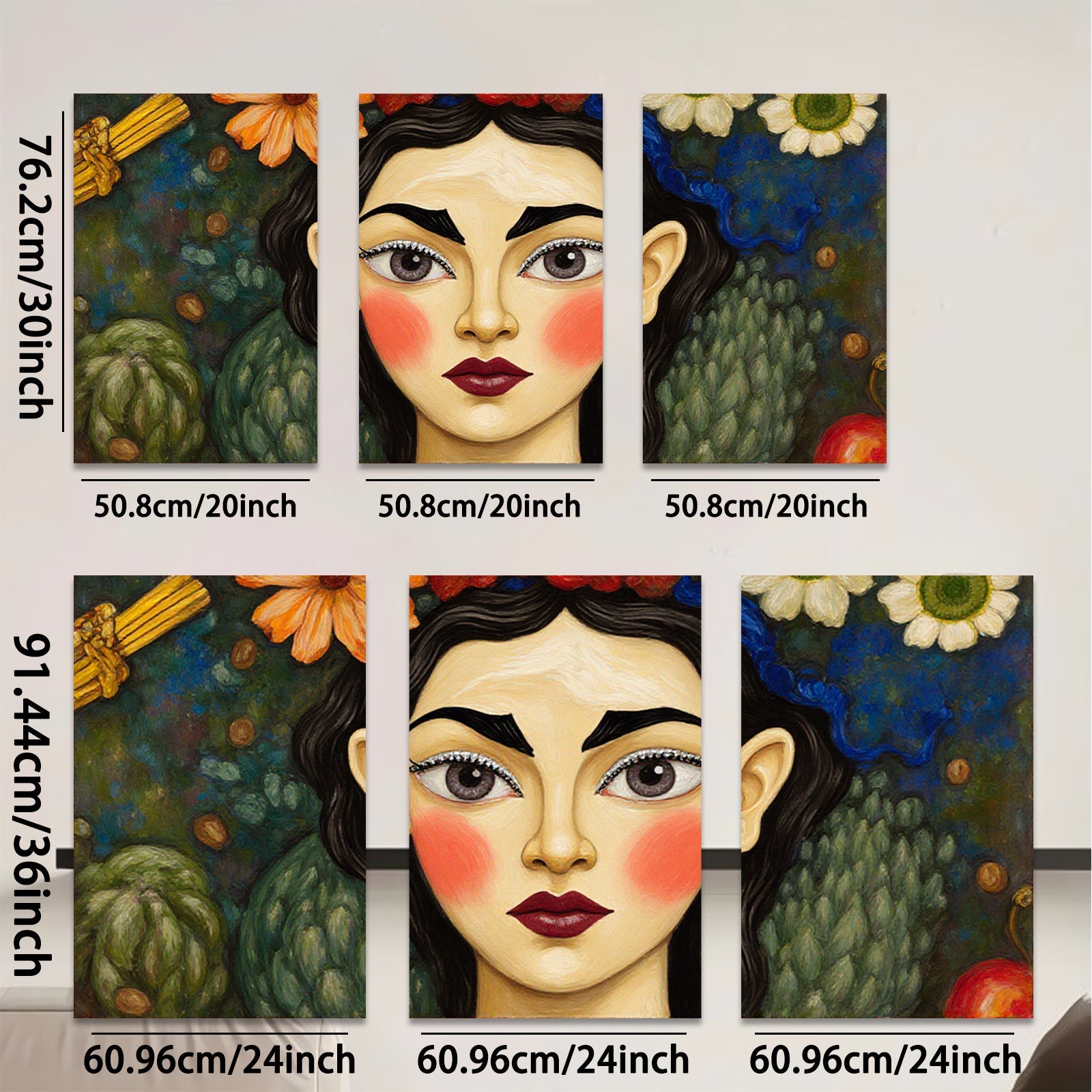 2D flat 1pc Floral Portrait Woman Face Art Canvas Painting Wall Decor Living Room Bedroom Modern Farmhouse Gallery Wrapped Ready to Hang